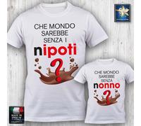 T-shirt maglietta NONNO NIPOTE FESTA DEI NONNI CHE MONDO SAREBBE IDEA REGALO
