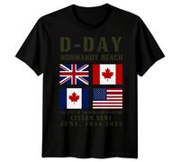 T-Shirt Maglietta Normandy Beach Personalizzata Famiglia D-Day 1944 Guerra...