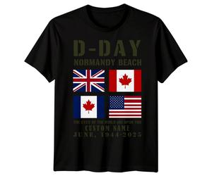 T-Shirt Maglietta Normandy Beach Personalizzata Famiglia D-Day 1944 Guerra...