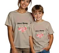 T-shirt maglietta personalizzata donna e bambino rose floreali la nostra...