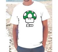 T-SHIRT MAGLIETTA S - M - L - XL "FUNGO SUPER MARIO 1UP" game vintage nintendo