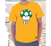 T-SHIRT MAGLIETTA S - M - L - XL "FUNGO SUPER MARIO 1UP" game vintage nintendo
