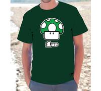 T-SHIRT MAGLIETTA S - M - L - XL "FUNGO SUPER MARIO 1UP" game vintage nintendo