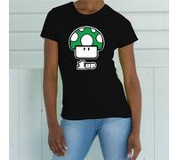 T-SHIRT MAGLIETTA S - M - L - XL "FUNGO SUPER MARIO 1UP" game vintage nintendo