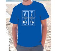 T-SHIRT MAGLIETTA S - M - L - XL "PIRATE" NERD ELEMENTI CHIMICA PIRATI FUNNY