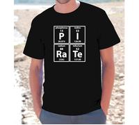 T-SHIRT MAGLIETTA S - M - L - XL "PIRATE" NERD ELEMENTI CHIMICA PIRATI FUNNY