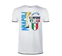 T-Shirt Maglietta Shirt Tifo Napoli Partenopeo Cuore Tifoso Scudetto Azzurro Campioni d'Italia 2025 Campione Squadra Gufo 4 Tifosi Trionfo Mister Siamo Forti (Bianco, 3-4 Anni)