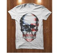 T-Shirt Maglietta Skull USA Teschio Bandiera Flag America Rock Uomo S M L XL