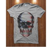 T-Shirt Maglietta Skull USA Teschio Bandiera Flag America Rock Uomo S M L XL