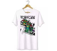 T-Shirt Maglietta Tartarughe Ninja Cartoni Animati Tshirt Cotone Unisex Bianca