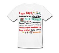 T-Shirt Maglietta Uomo Caro Futuro papà, tra Poco Arrivo io! con Amore dalla Pancia, Personalizzata con Nome Bimbo o Bimba! Divertente!