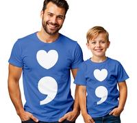 T-Shirt Maglietta Uomo E Bambini Cuore e Punto E virgola Sensibilizzazione...