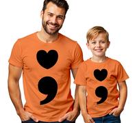 T-Shirt Maglietta Uomo E Bambini Cuore e Punto E virgola Sensibilizzazione...