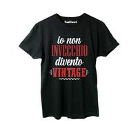 T-Shirt Maglietta Uomo Girocollo Io Non Invecchi divento Vintage Scritta Divertente Compleanno Festa Anni Moda Idea Regalo papà Amico Nonno Figlio