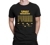 T-SHIRT MAGLIETTA UOMO MEN ESTATE SPACE INVADERS 8 BIT RETRO GAMING CASUAL