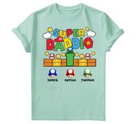 T-shirt maglietta uomo Super Daddio Gaming Fathers Day personalizzata #FD