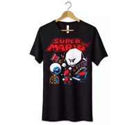 T-Shirt Maglietta Videogames Super Mario Nintendo 64 Tshirt Nera Nerd Unisex