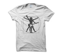 T Shirt Maglietta Vitruviano Guitarist Guitar Rock Star Leonardo Da Vinci Uomo