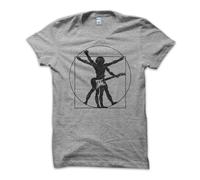 T Shirt Maglietta Vitruviano Guitarist Guitar Rock Star Leonardo Da Vinci Uomo