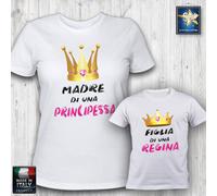 T-shirt Mamma Bimba Mother Son Madre di Regina Figlia di Principessa Idea Regalo