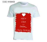 T-shirt manica corta bianca o nera donna uomo scritta keep calm and amami cuore