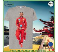 T-shirt Manica Corta Lewis Hamilton Ferrari Formula 1 Maglia Maglietta in Cotone
