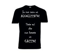 T-shirt manica corta nera bianca uomo donna scritta IO NON SONO UN ALCOLIZZATO..