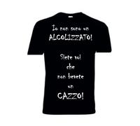 T-shirt manica corta nera bianca uomo donna scritta IO NON SONO UN ALCOLIZZATO..