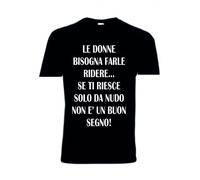 T-shirt manica corta nera bianca uomo scritta le donne bisogna farle ridere ....