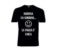 T-shirt manica corta nera uomo donna scritta INDOSSA UN SORRISO ...