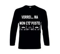 T-shirt manica lunga bianca nera scritta VORREI ... MA NON C'E POSTO