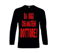 T-SHIRT MANICA LUNGA IN COTONE NERA " DA OGGI CHIAMATEMI DOTTORE" unisex LAUREA