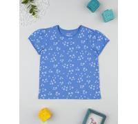 T-shirt maniche corte bambina indaco fiori allover