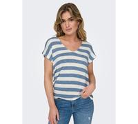 ONLY Onllira Life S/S V-Neck Top Jrs T-Shirt, Infinity/Strisce: Cloud Dancer, XS Donna