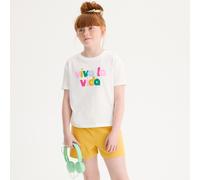 T-shirt maniche corte con messaggio Beige 10 anni - 138 cm Fantasia