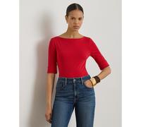 T-shirt maniche corte con scollo a barca, JUDY Rosso L Tinta unita