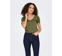 T-shirt maniche corte, profilo dorato Verde XS Tinta unita