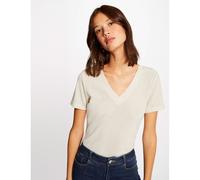 T-shirt maniche corte, scollo a V Bianco XL Tinta unita