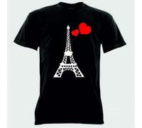 T-SHIRT MANICHE CORTEdonna uomo torre eiffel FRANCIA PARIGI MAGLIETTA cuori love