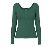 T-shirt maniche lunghe, effetto a coste Verde S Tinta unita