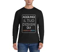 T-shirt Maniche Lunghe Personalizzato il tuo quadro con foto e/o testo Magliette Manica Lunga Personalizzata con Nome per Uomo e Donna Aggiungi la tua immagine divertente Maglietta ideale per coppie