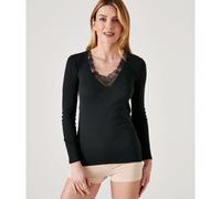 Damart T-shirt a maniche lunghe Thermolactyl traforato nero S