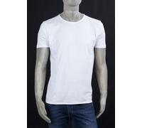 T-SHIRT MARKUP GIRO COLLO BASIC BLU SLIM CON BORDI A TAGLIO VIVO E LOGO