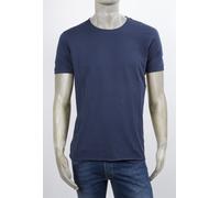 T-SHIRT MARKUP GIRO COLLO BASIC BLU SLIM CON BORDI A TAGLIO VIVO E LOGO