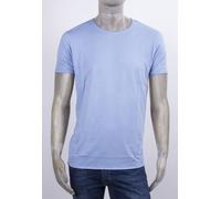 T-SHIRT MARKUP GIRO COLLO BASIC BLU SLIM CON BORDI A TAGLIO VIVO E LOGO