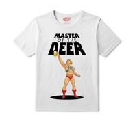 T-Shirt Master of The Beer He-Man Fake T-Shirt | 100% Cotone (IT, Testo, L, Regular, Regular, Standard, Bianco)