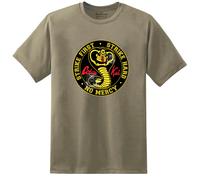 T-Shirt Mens Cobra Kai DOJO Strike First Strike Hard No Mercy Karate Kid Retro