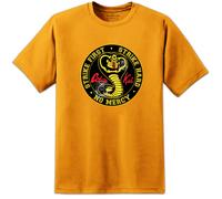 T-Shirt Mens Cobra Kai DOJO Strike First Strike Hard No Mercy Karate Kid Retro