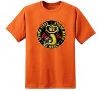 T-Shirt Mens Cobra Kai DOJO Strike First Strike Hard No Mercy Karate Kid Retro