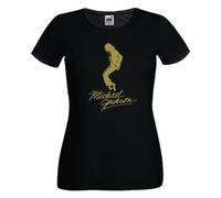 T-shirt Michael Jackson donna lady stampa autografo oro musica Pop anni 80 90